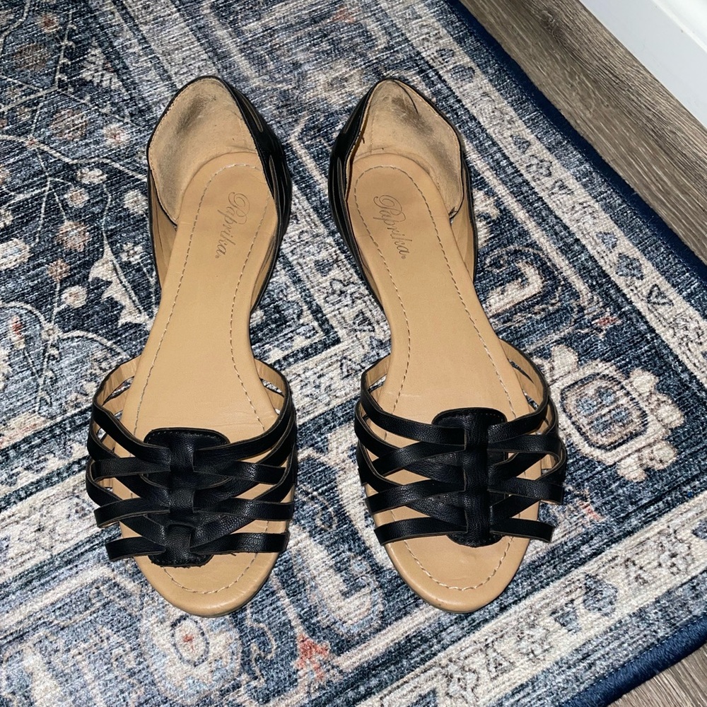 Paprika Black Huarache-Style Sandals
